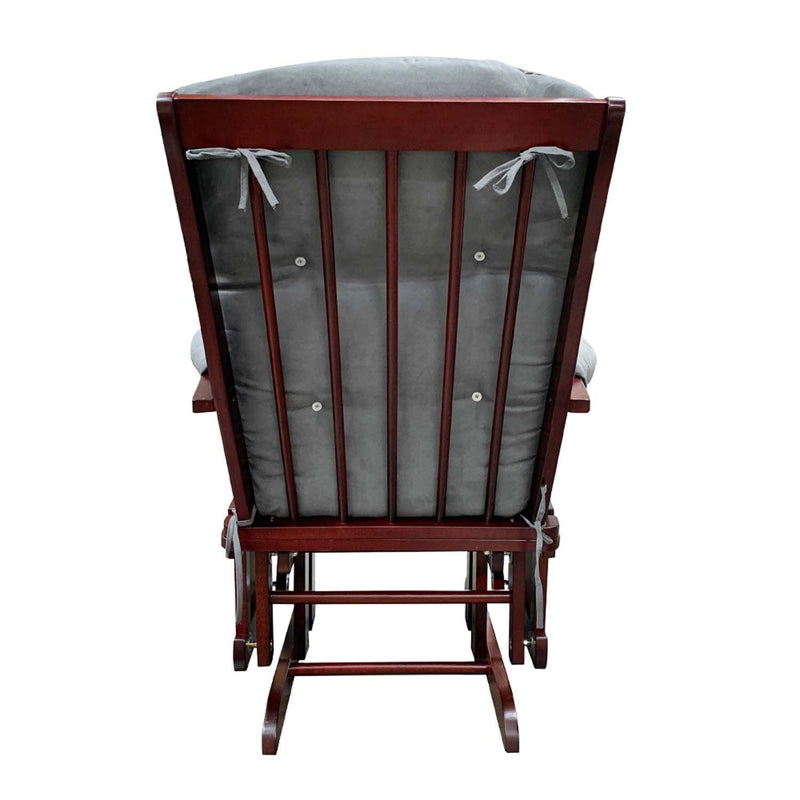 Adeliza Glider Chair & Ottoman, Gray Microfiber & Cherry Finish Acme