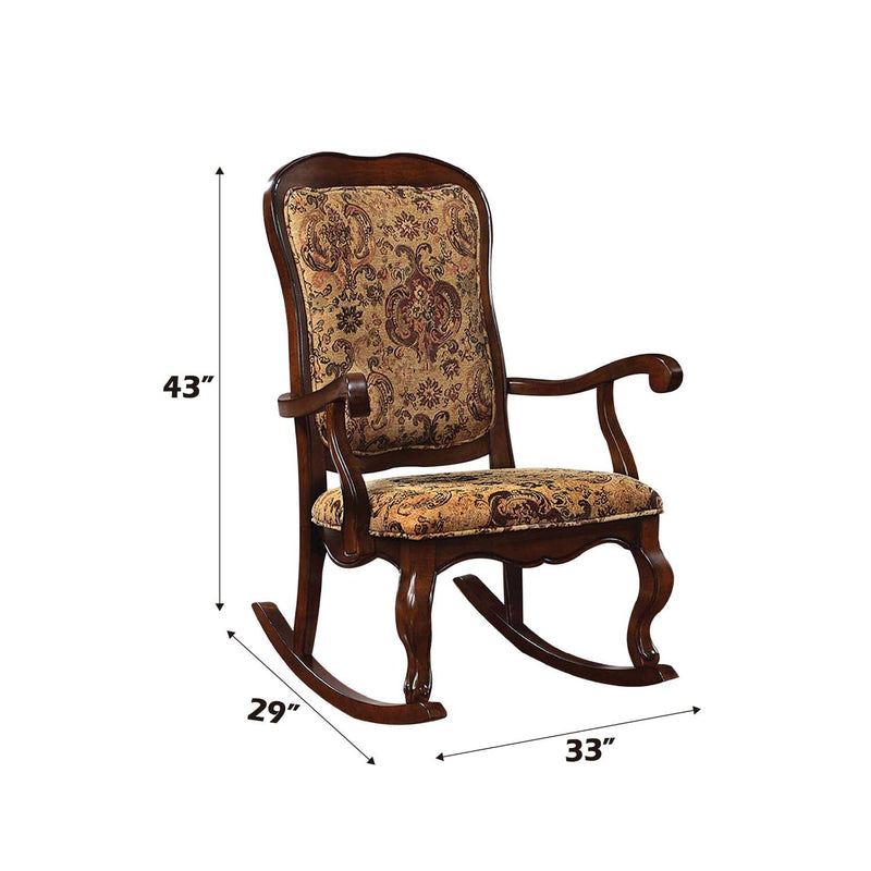 Sharan Rocking Chair, Fabric & Cherry Finish Acme
