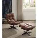 Gandy Chair & Ottoman, Retro Brown Top Grain Leather Acme