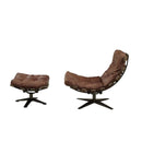 Gandy Chair & Ottoman, Retro Brown Top Grain Leather Acme