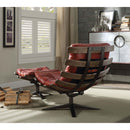 Gandy Chair & Ottoman, Antique Red Top Grain Leather Acme