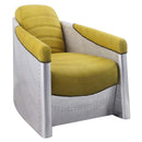 Brancaster Accent Chair, Yellow Top Grain Leather & Aluminum Acme