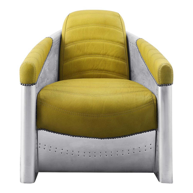 Brancaster Accent Chair, Yellow Top Grain Leather & Aluminum Acme