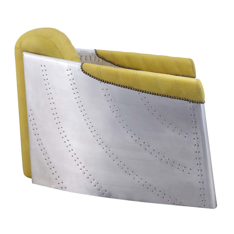 Brancaster Accent Chair, Yellow Top Grain Leather & Aluminum Acme
