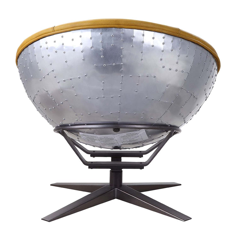Brancaster Accent Chair, Turmeric Top Grain Leather & Aluminum Acme