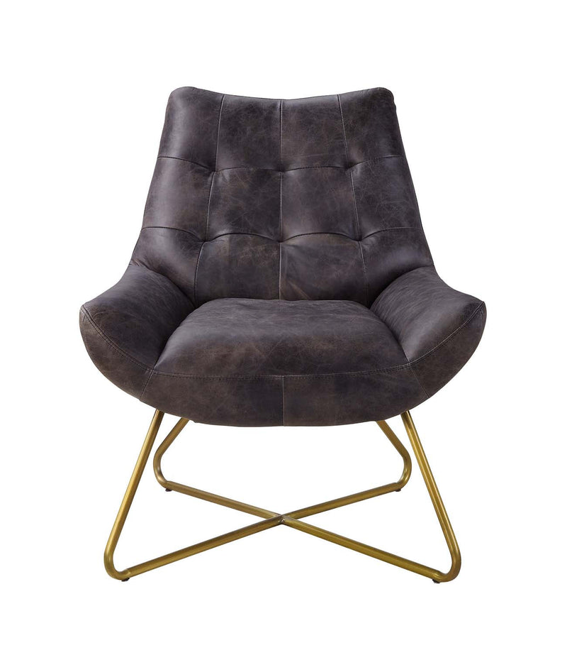 Dhalsim Accent Chair, Antique Ebony Top Grain Leather Acme