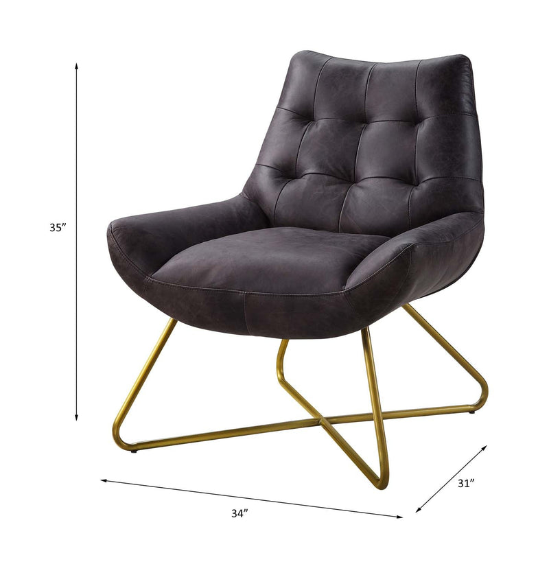 Dhalsim Accent Chair, Antique Ebony Top Grain Leather Acme