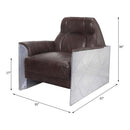 Brancaster Accent Chair, Espresso Top Grain Leather & Aluminum Acme