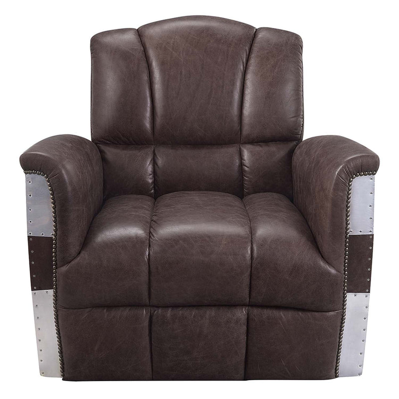 Brancaster Accent Chair, Retro Brown Top Grain Leather & Aluminum Acme