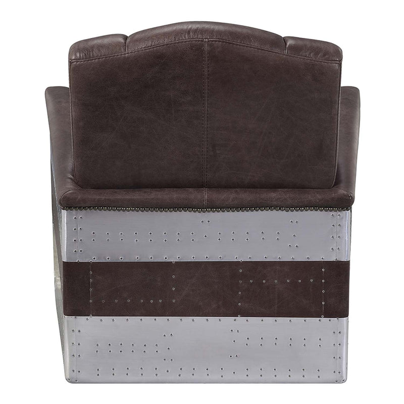 Brancaster Accent Chair, Retro Brown Top Grain Leather & Aluminum Acme