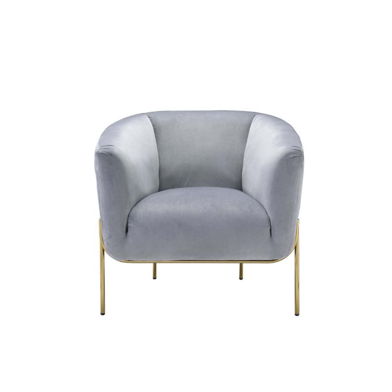 Carlson Accent Chair, Gray Velvet & Gold Finish Acme