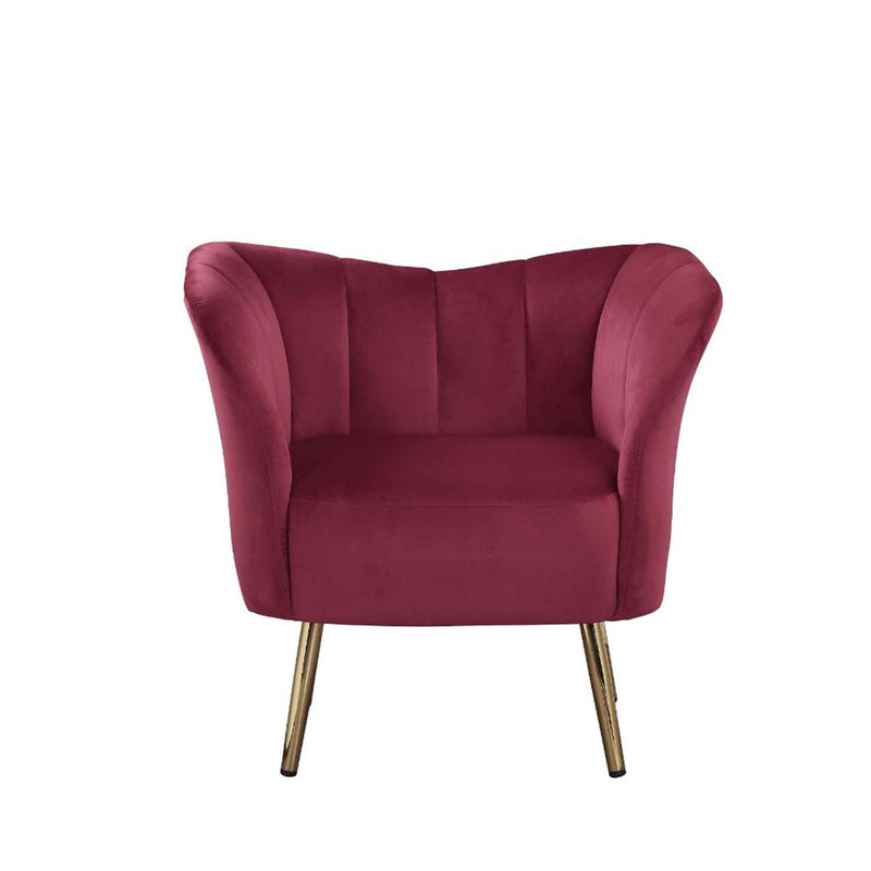 Reese Accent Chair, Burgundy Velvet & Gold Finish Acme
