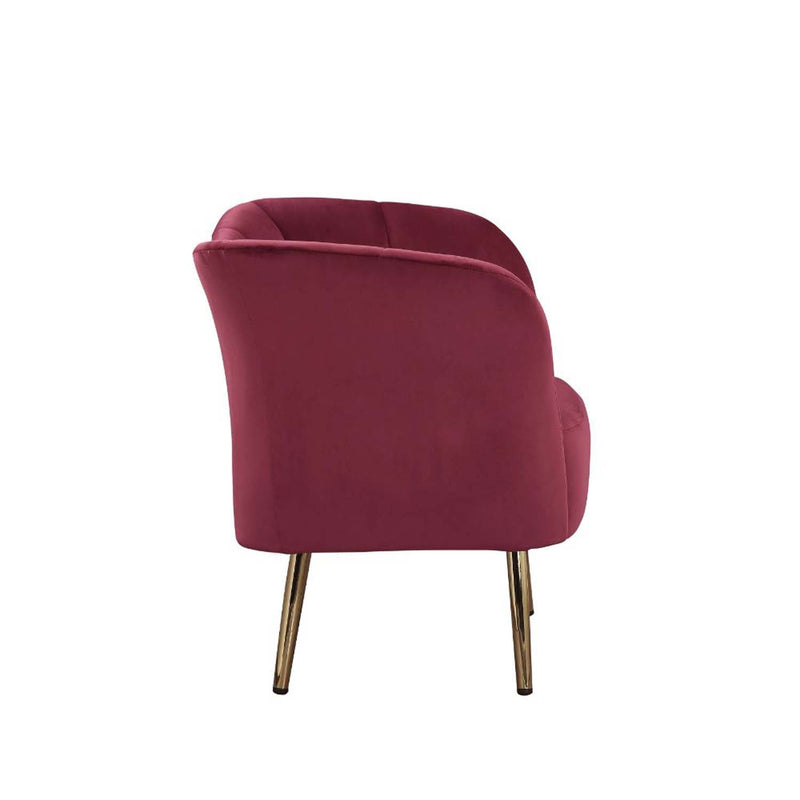 Reese Accent Chair, Burgundy Velvet & Gold Finish Acme