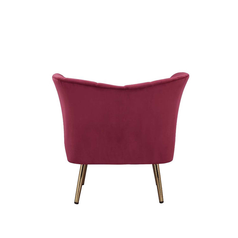 Reese Accent Chair, Burgundy Velvet & Gold Finish Acme