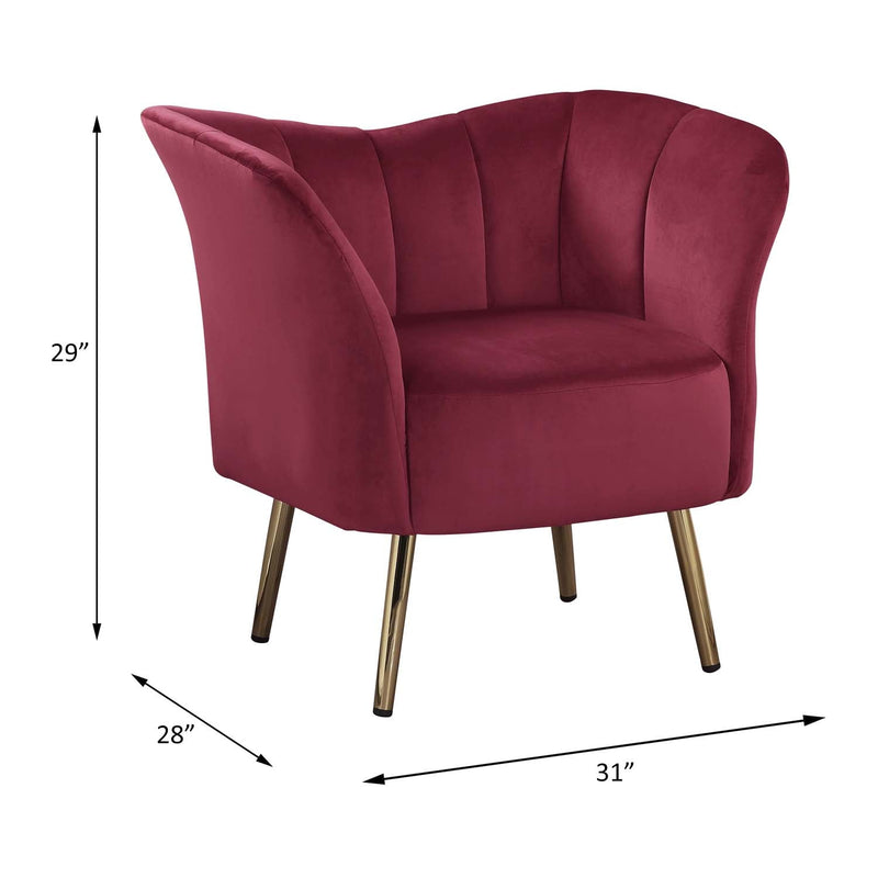 Reese Accent Chair, Burgundy Velvet & Gold Finish Acme