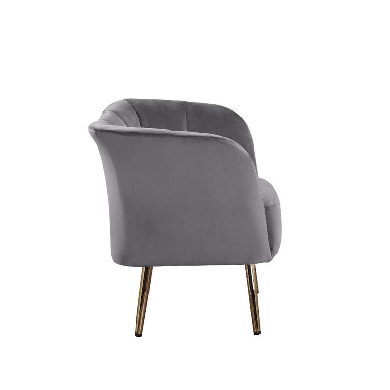 Reese Accent Chair, Gray Velvet & Gold Finish Acme