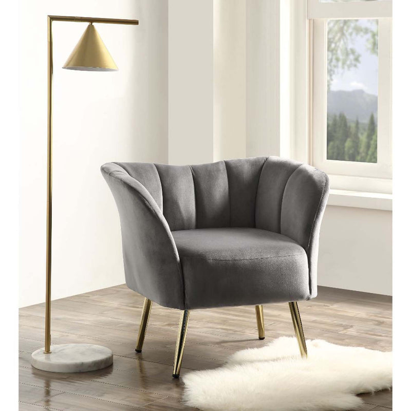 Reese Accent Chair, Gray Velvet & Gold Finish Acme
