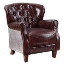 Brancaster Accent Chair, Vintage Brown & Aluminum Acme