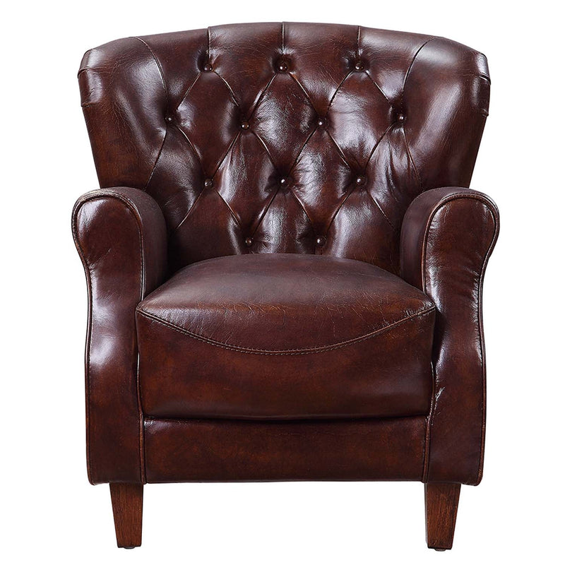 Brancaster Accent Chair, Vintage Brown & Aluminum Acme