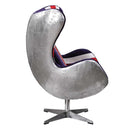 Brancaster British Flag Accent Chair w/Swivel, Pattern Fabric & Aluminum Acme