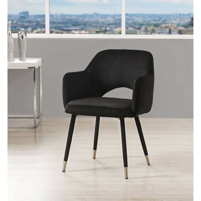 Applewood Accent Chair, Black Velvet & Gold Finish Acme