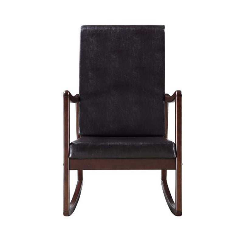 Raina Rocking Chair, Dark Brown Faux Leather & Espresso Finish Acme