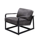 Locnos Accent Chair, Gray Top Grain Leather & Black Finish Acme