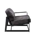 Locnos Accent Chair, Gray Top Grain Leather & Black Finish Acme