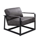 Locnos Accent Chair, Gray Top Grain Leather & Black Finish Acme