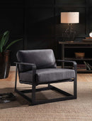 Locnos Accent Chair, Gray Top Grain Leather & Black Finish Acme