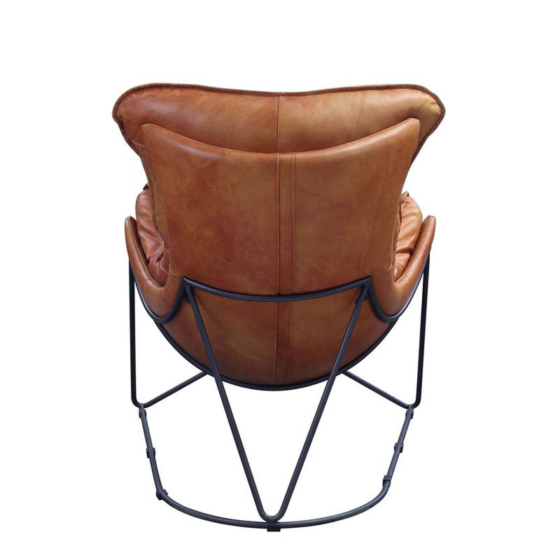 Thurshan Accent Chair, Aperol Top Grain Leather & Black Finish Acme