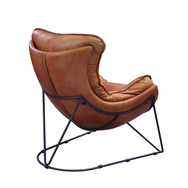 Thurshan Accent Chair, Aperol Top Grain Leather & Black Finish Acme