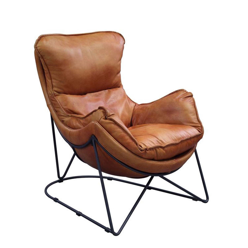 Thurshan Accent Chair, Aperol Top Grain Leather & Black Finish Acme