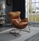 Thurshan Accent Chair, Aperol Top Grain Leather & Black Finish Acme