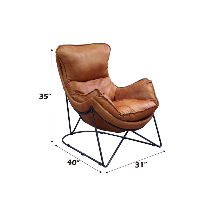 Thurshan Accent Chair, Aperol Top Grain Leather & Black Finish Acme