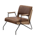 Eacnlz Accent Chair, Cocoa Top Grain Leather & Matt Iron Finish Acme