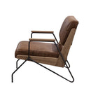Eacnlz Accent Chair, Cocoa Top Grain Leather & Matt Iron Finish Acme