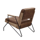 Eacnlz Accent Chair, Cocoa Top Grain Leather & Matt Iron Finish Acme