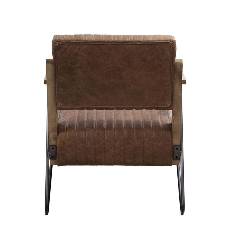 Eacnlz Accent Chair, Cocoa Top Grain Leather & Matt Iron Finish Acme
