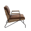 Eacnlz Accent Chair, Cocoa Top Grain Leather & Matt Iron Finish Acme