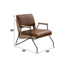 Eacnlz Accent Chair, Cocoa Top Grain Leather & Matt Iron Finish Acme