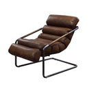 Dolgren Accent Chair, Sahara Top Grain Leather & Matt Iron Finish Acme