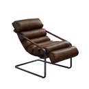Dolgren Accent Chair, Sahara Top Grain Leather & Matt Iron Finish Acme