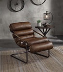 Dolgren Accent Chair, Sahara Top Grain Leather & Matt Iron Finish Acme