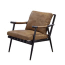 Anzan Accent Chair, Berham Chestnut Top Grain Leather & Matt Iron Finish Acme