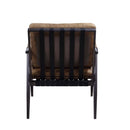 Anzan Accent Chair, Berham Chestnut Top Grain Leather & Matt Iron Finish Acme