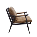 Anzan Accent Chair, Berham Chestnut Top Grain Leather & Matt Iron Finish Acme