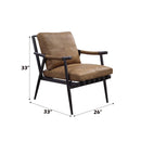 Anzan Accent Chair, Berham Chestnut Top Grain Leather & Matt Iron Finish Acme