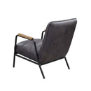 Nignu Accent Chair, Gray Top Grain Leather & Matt Iron Finish Acme