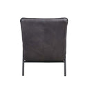 Nignu Accent Chair, Gray Top Grain Leather & Matt Iron Finish Acme